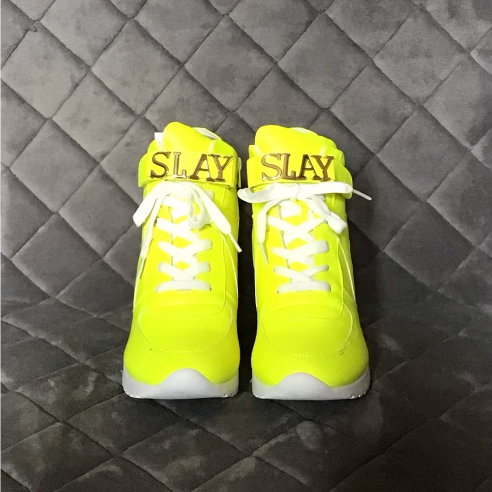 Neon Yellow High Top Platform Sneakers